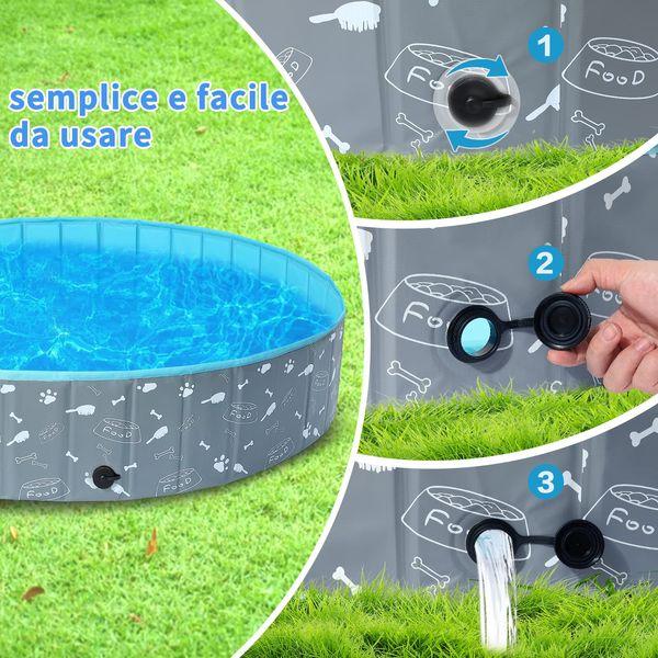 COMSLE Hard Pool for Large Dogs 80 cm / 120 cm / 160 cm PVC Bath Tub Folding Non Slip and Non-Toxic Children Pool Indoor Outdoor Bone 4