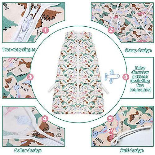 Lictin Baby Sleeping Bag 0.5 Tog - 2PCS Baby Swaddle Sack Grow Bag Unique Pattern Wearable Sleeping Blanket Sack with Adjustable Length 83-99cm for Infant Toddler 18 to 36 Months Spring & Summer 2