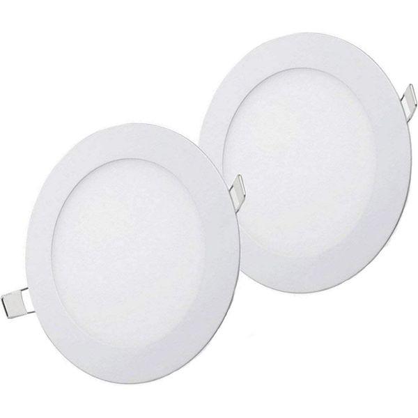 NRG CLEVER LED 9W×2pcs Round Recessed Ceiling Panel Light,Ultra-Slim Downlight Size 145mm×145mm, Flat Panel Lamp Warm White 3000K