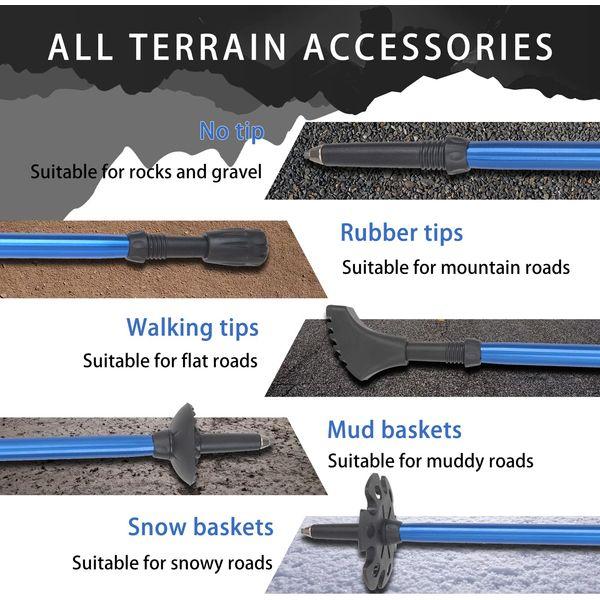 BeneCane Trekking Poles,2 pack Collapsible Adjustment Hiking Poles,Lightweight,Aluminum Walking Sticks with 4 Replacement Tips (Blue) 3