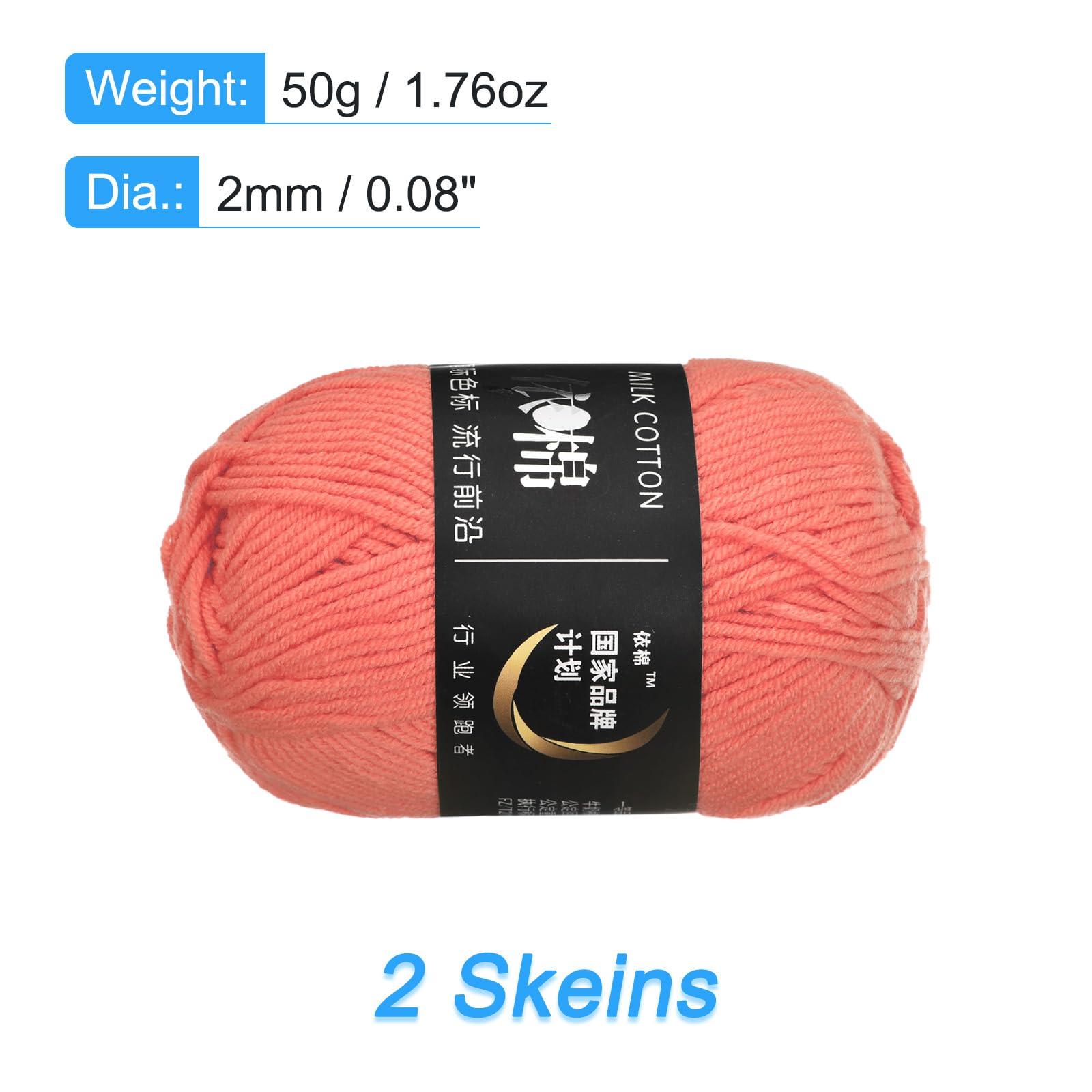 sourcing map Acrylic Yarn Skeins, 2 Pack of 50g/1.76oz Soft Crochet Yarns for Knitting and Crocheting Craft Project, Brick red 1