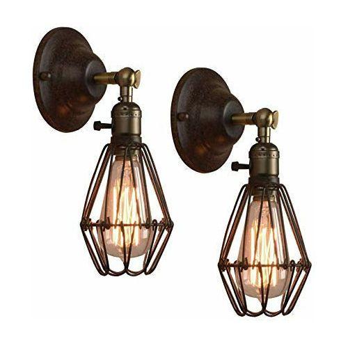 2 Pcs Industrial Wall Lights - Metal Cage Wall Light Black Lampshade Adjustable Wall Lamp E27 Wall Lighting Fixtures for Home Decor Bedroom Bedside Living Room Indoor…