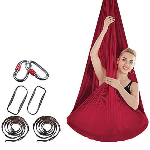Aerial Yoga Hammock -Healthy Model Life Premium Aerial Silk Yoga Swing Antigravity Yoga, Improved Flexibility & Core Strength (red) 0