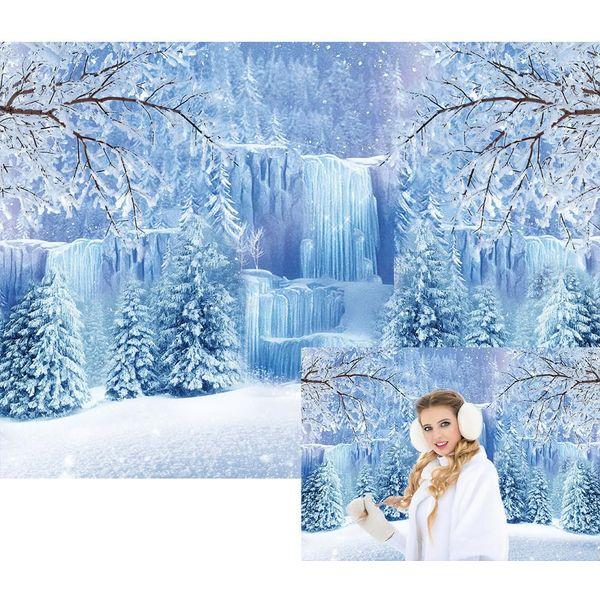 XCKALI Winter Frozen Photography Backdrop Ice and Snow Crystal Pendant White World Decorstions Photo Studio Props 8x6FT 0