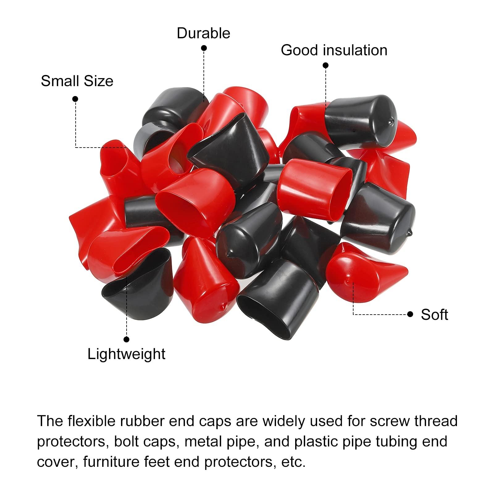 sourcing map 30pcs Rubber End Caps Cover Assortment 38mm(1 1/2 inch) PVC Vinyl Screw Thread Protector for Screw Bolt Black Red 3