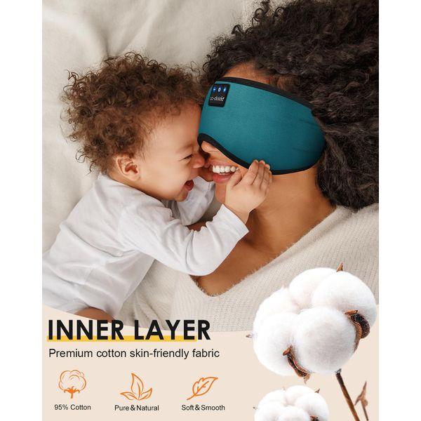 LC-dolida Bluetooth Sleep Mask with Headphones, Sleep Headphones Can Play 10-14 Hours,100% Blackout Cotton Eye Covers for Sleeping, Zero Pressure Eye Mask with Travel Bag and Sleep Earplugs 3