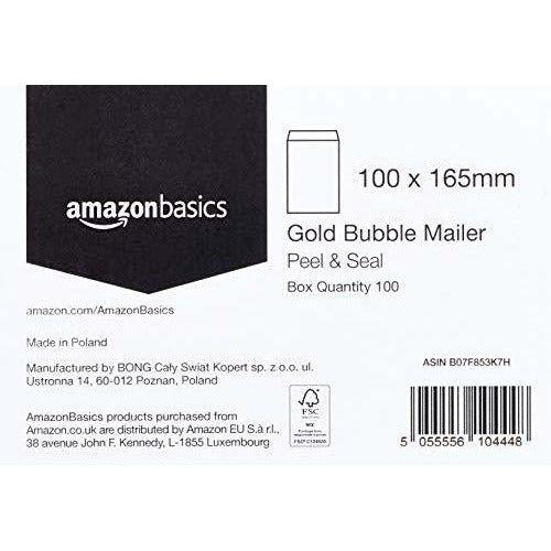 AmazonBasics Bubble Mailer, Gold, 100 mm x 165 mm, 100 Pack 3