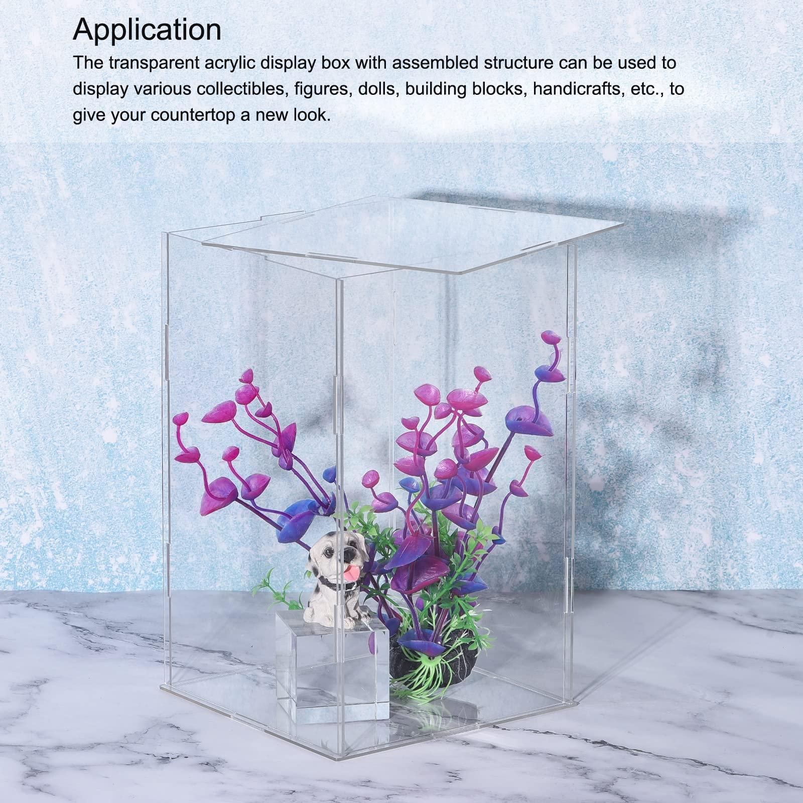 sourcing map Acrylic Display Case Plastic Box Cube Storage Box Clear Assemble Showcase 31x11x41cm for Collectibles 4