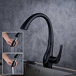 Beelee BL1749B Professional Single Lever Painting Black Pull Out Sprayer Kitchen Taps, Commercial Deck Mounted Kitchen Pull Down Taps 6