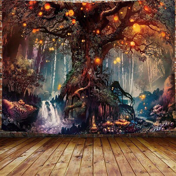 INTDORM Magical Forest Tapestry Life Tree Tapestry Trippy Wall Tapestry Wall Hanging For Bedroom (150x200cm)