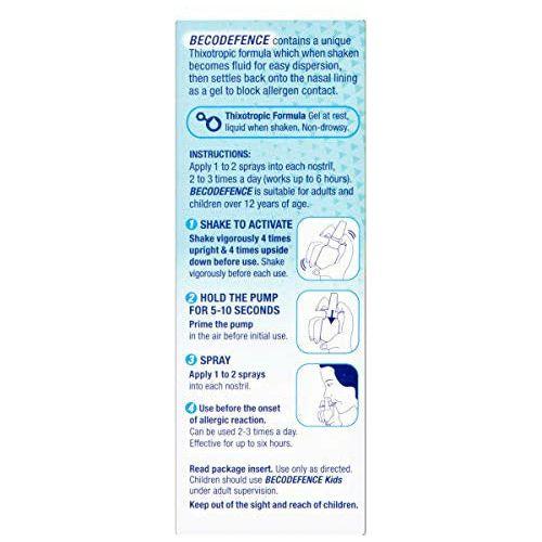 Becodefence Nasal Spray - Allergy/Hay Fever Defence from the First Signs of Symptoms - Gets to Work in 3 Minutes - Non-Drowsy - 120 Sprays 3