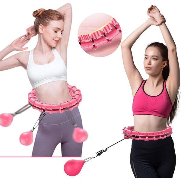 LIMIVA Smart Weighted Hula Hoop 28 Detachable Knots With Skipping Rope For Adults, Smart Weighted Hula Hoop With 360 Auto-Spinning Ball For Children and Adults Fitness (Pink) 4