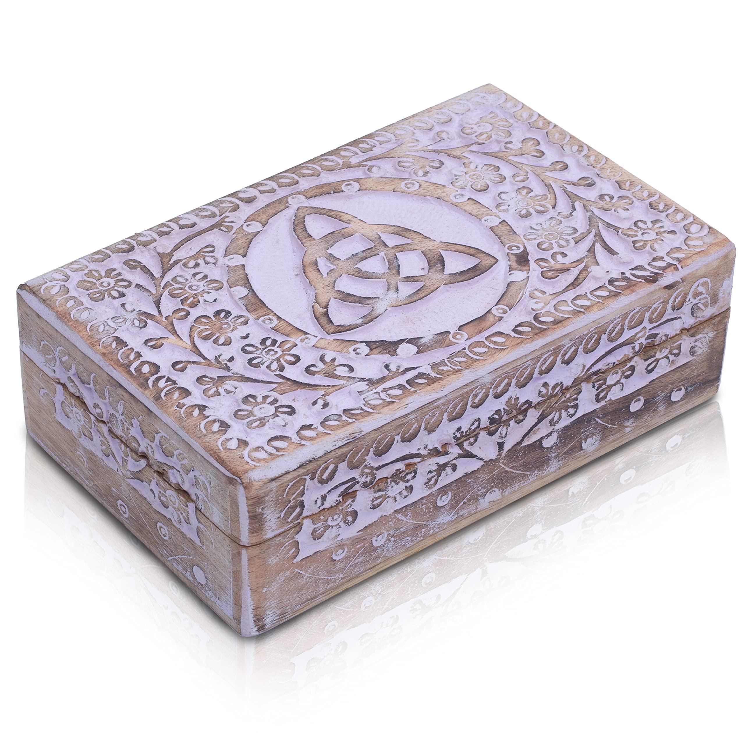 Great Birthday Gifts Handmade Decorative Wooden Jewellery Box Jewellery Organizer Keepsake Box Treasure Chest Trinket Holder Watch Box Storage Lock Box 20 x 12 cms Housewarming Gift Ideas 2