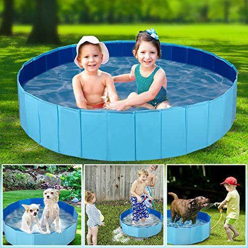Dono Foldable Pet Dog Swimming Pool, PVC Puppy Bathing Tub Blue, Non-Slip Children Ball Pits Kids Dog Paddling Bathing Pool 3