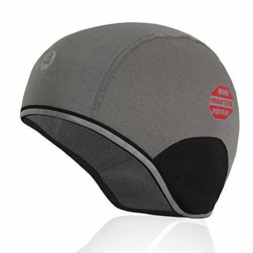EMPIRELION Thermal Helmet Liner Skull Cap Ears Windproof Protection Mid-Weight Warm Cycling Running Beanie Reflective Winter (LT Gery) 0