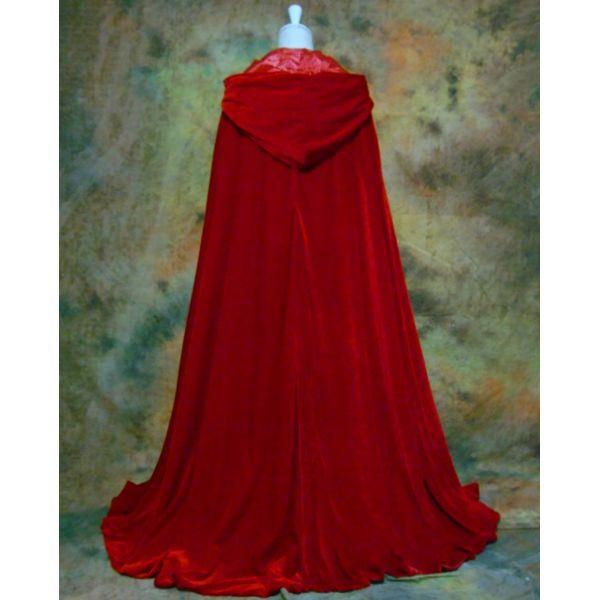 LuckyMjmy Velvet Medieval Wedding Cape Cloak Lined with Satin lining (Medium, Red) 2