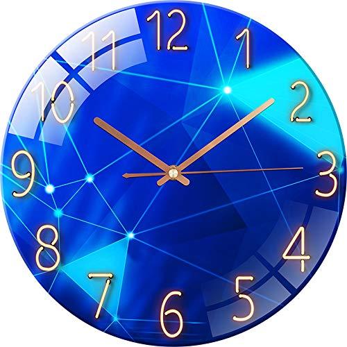 Warmiehomy Modern Glass Wall Clock 12 Inch Kitchen Wall Clocks Geometry Pattern Decorative Wall Clocks for Living Room Battery Operated Silent Small Frameless Wall Clock for Bedroom Home Decor