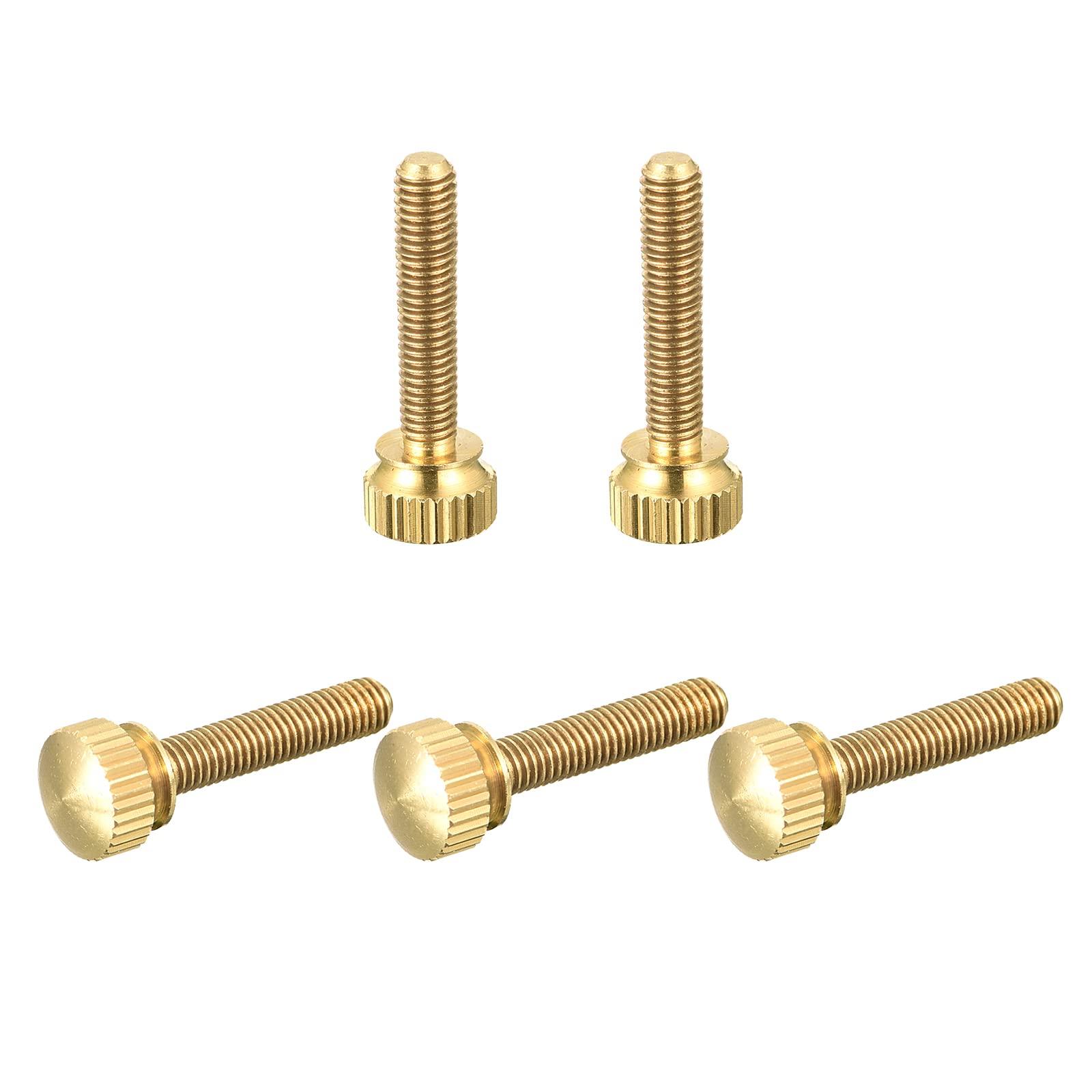 sourcing map 5Pcs Knurled Thumb Screws, M5x25mm Brass Shoulder Bolts Stepped Grip Knobs Fasteners for PC, Electronic, Mechanical 0