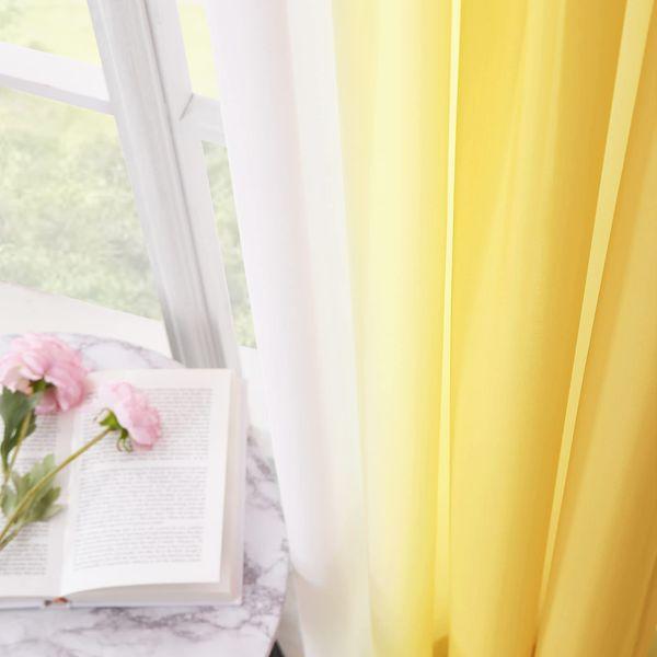 Melodieux Yellow Ombre Sheer Curtains Chiffon Yellow Gradient Rod Pocket Voiles, 56x90 inch, 2 Panels 4