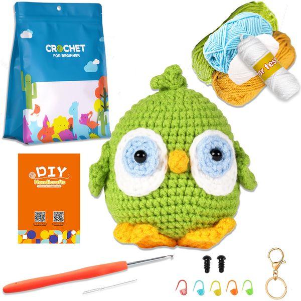 MISUMOR Crochet Kit for Beginners Adults Cute Small Animal Crocheting Knitting for Starter Includes Yarn, Key Chain, Eyes, Stuffing, Crochet Hook with Step-by-Step Instructions and Video Tutorials