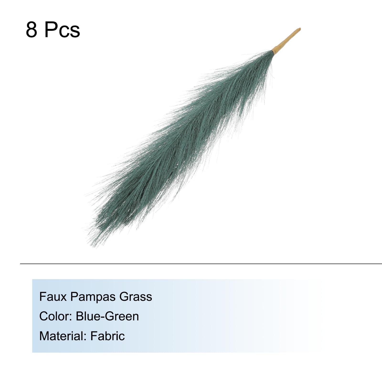 sourcing map 8Pcs Pampas Faux Grass,Tall 17.7"/45cm Fake Fluffy Pampas Grass Decor for Living Room Party Wall Vase Wedding Decoration,Dark Green 2