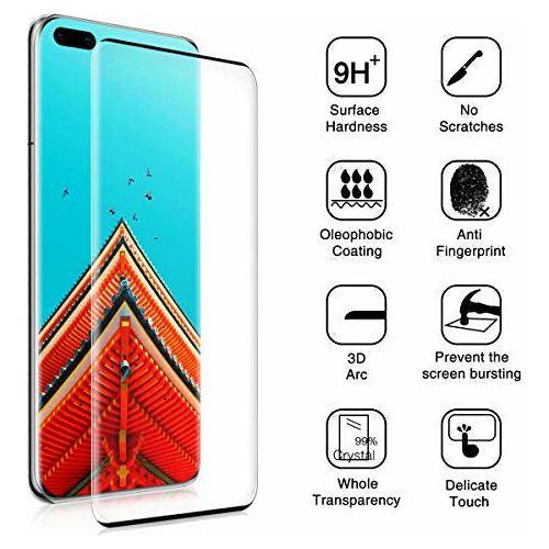 HHZYX[2 PACK P40 PRO Screen Protector[Alignment Frame][3D Curved][Full Coverage][Ultra Clear][9H Hardness] Tempered Glass Screen Protector for Huawei P40 PRO 4
