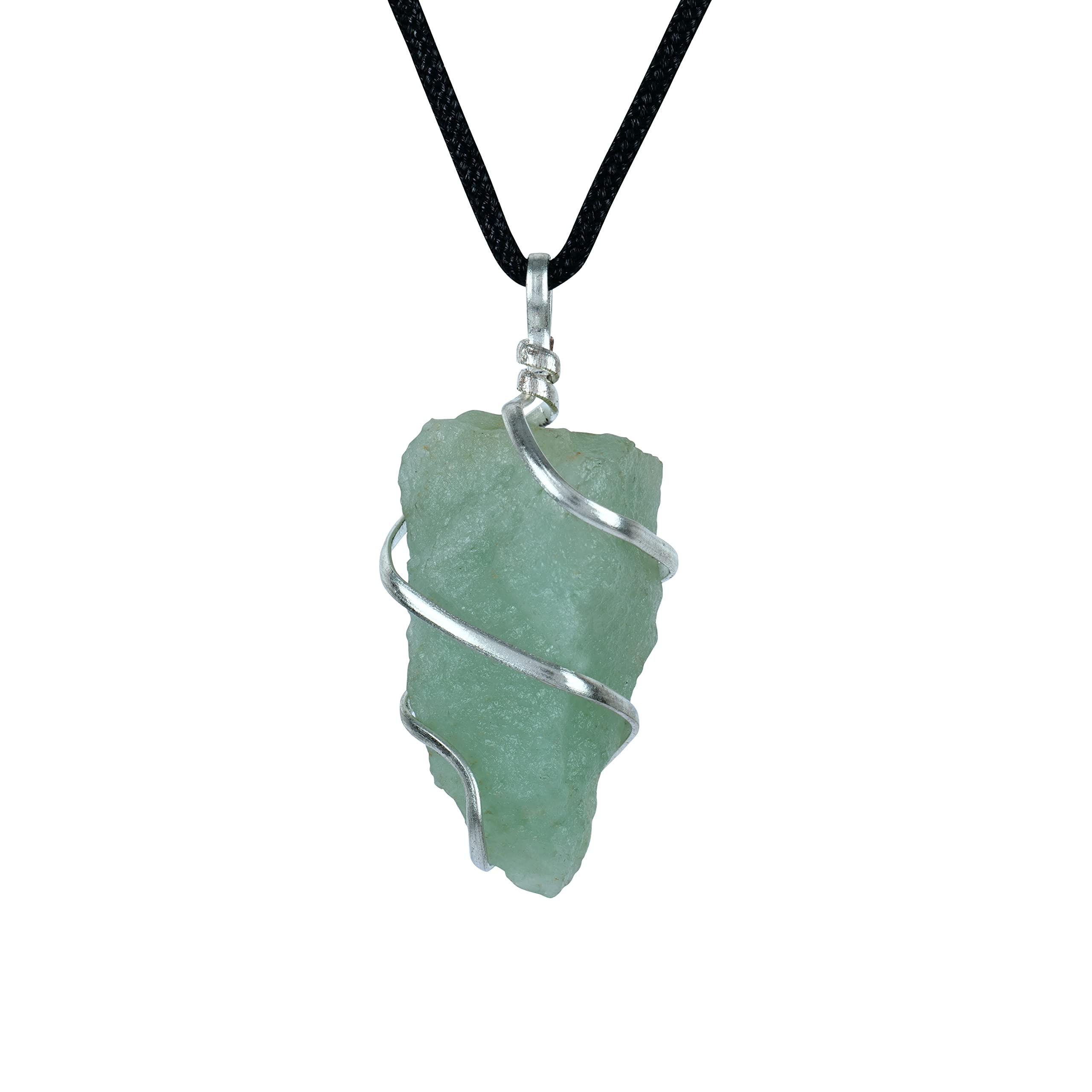 PYOR Green Aventurine Raw Crystal Jewelry Pendant Necklace Chakra Reiki Healing Gemstones Prosperity Stone Quartz Energy Generator Gifts Aura Cleansing Gemstone Good Luck Charms Gems Pendants, 17.50 0