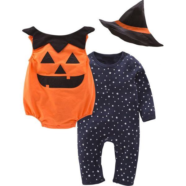 Nyan Cat May's Baby Boys Girls Halloween Bodysuits Pumpkin Pants Hat Outfits 3pcs Set Black