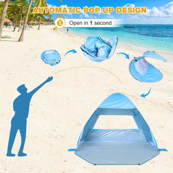 Pop Up Beach Tent for 1-3 Person/2-4 Person, UPF 50+ UV Sun Shelter, Automatic Instant Portable Beach Tent, Sun Shade Shelter with 4 Sides Ventilation Design, Outdoor Pop Up Tent for Family 2
