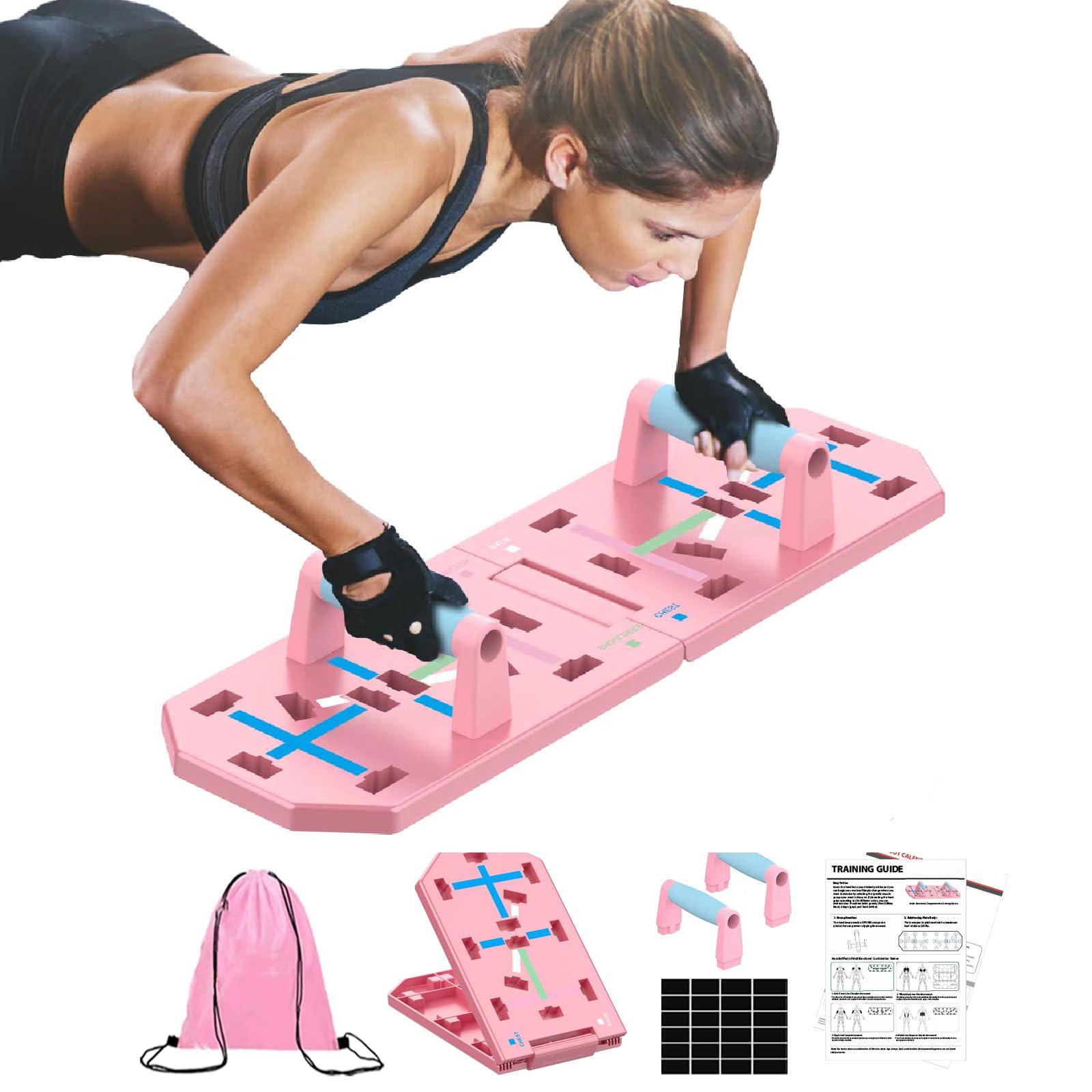 Pink Push Up Board Foldable Press Up Boards Fitness Workout Train Gym Muscle Strength Muscles Exercise Training for Men Women