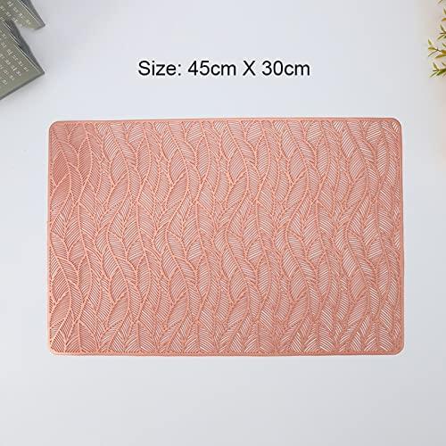 Hosoncovy 4 Pack Decorative Rectangle PVC Placemats Leaf Placemats Hollow Dining Table Place Mats Heat Resistant Non-slip Dining Placemats Table Mats for Home Kitchen Wedding (Rose Gold) 1