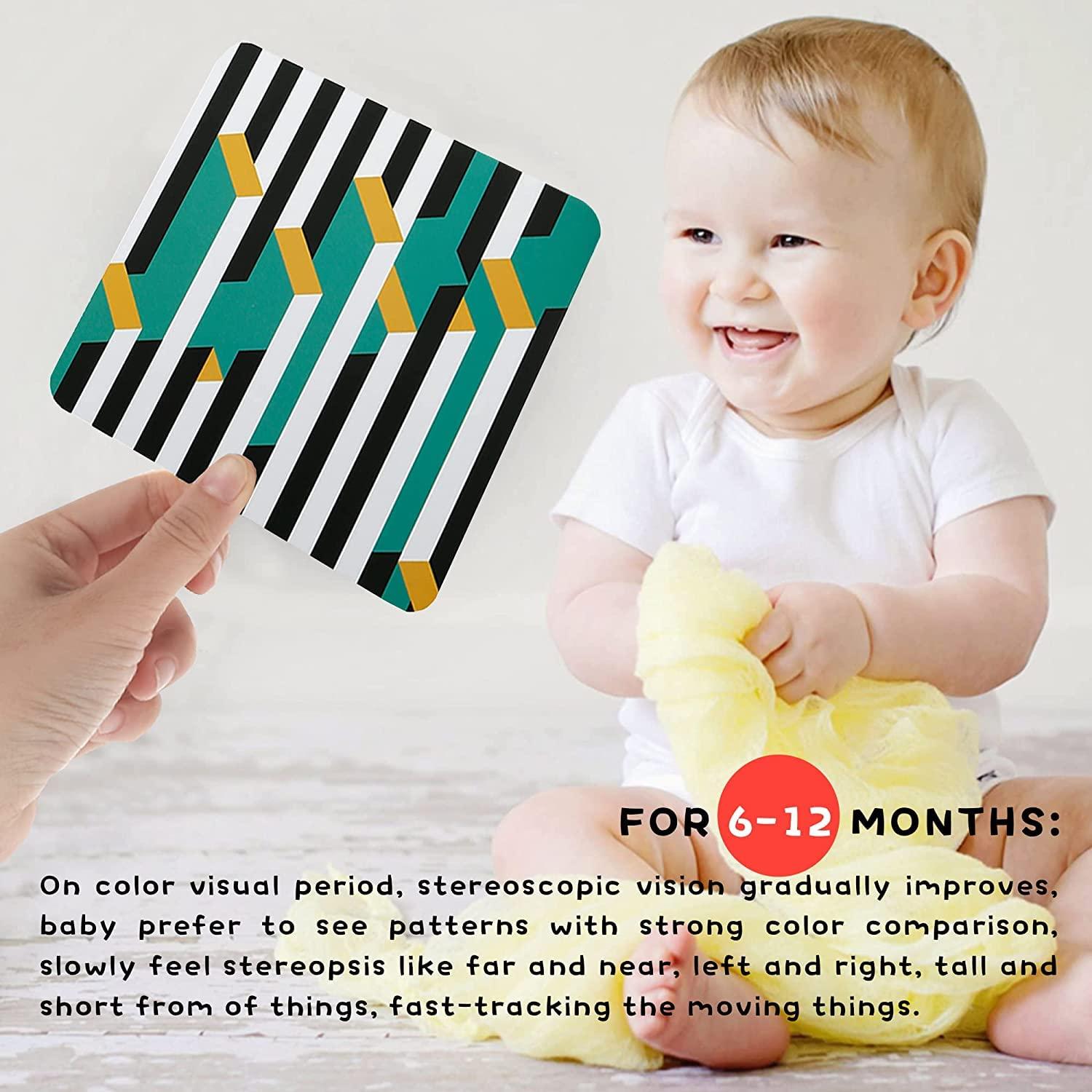 Richgv 160 Pages Black White Colorful High Contrast Baby Flash Cards. Baby Sensory Toys 0-3-6-12-36 months. 20pcs*4packs Visual Stimulation Cards. Early Development Toys. Newborn Infant Baby Toy Gift 4