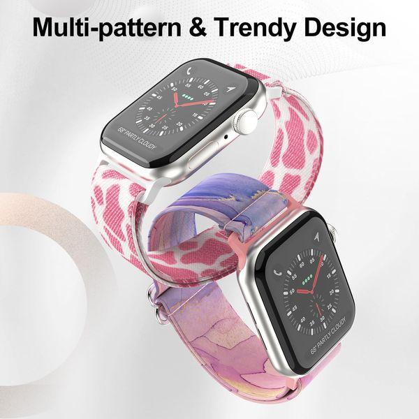Faychey Compatible with Apple Watch Strap 38mm 40mm 41mm 42mm 44mm 45mm 49mm for Women Girls, Printed Pattern Nylon Strap for iWatch SE Ultra Series 8 7 6 5 4 3 2 1 Sport Colorful Strap 2