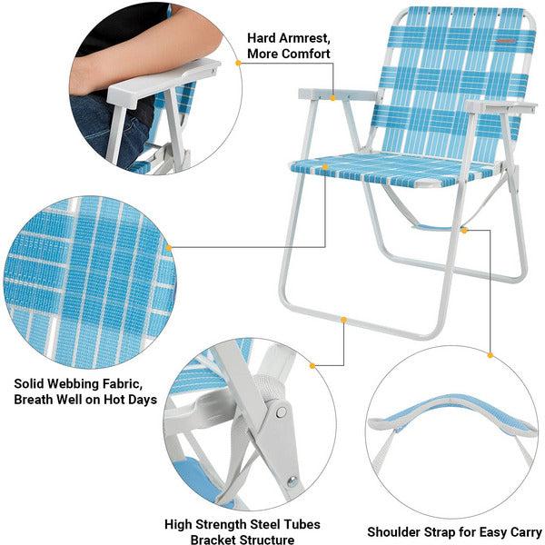 #WEJOY Beach Chair Folding Lightweight Portable Garden Chairs Strong Stabile High Back Beach/Camping Deck Chairâ¦ 4