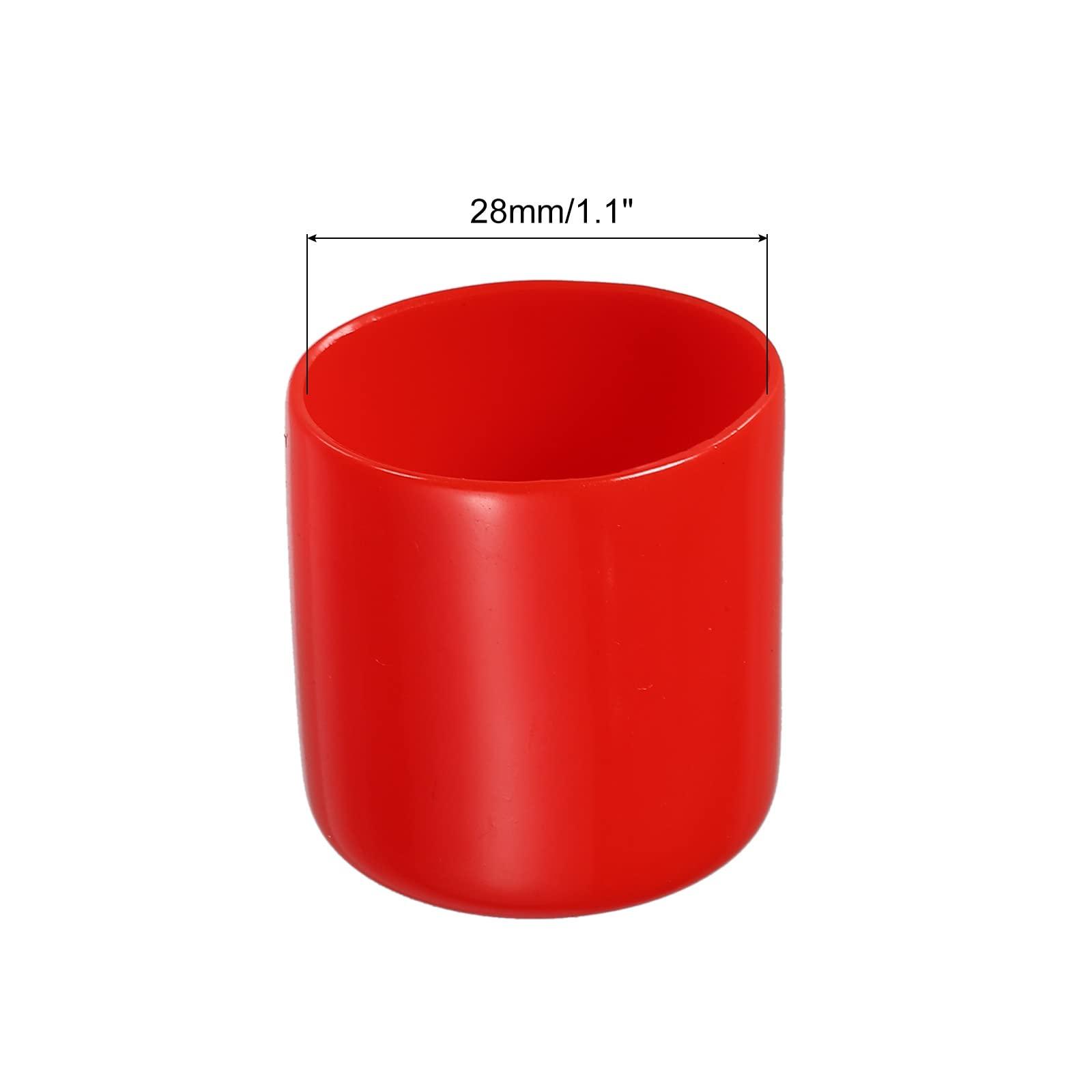 sourcing map 10pcs Rubber End Caps Cover Assortment 28mm PVC Vinyl Screw Thread Protector for Screw Bolt, Black Red 1