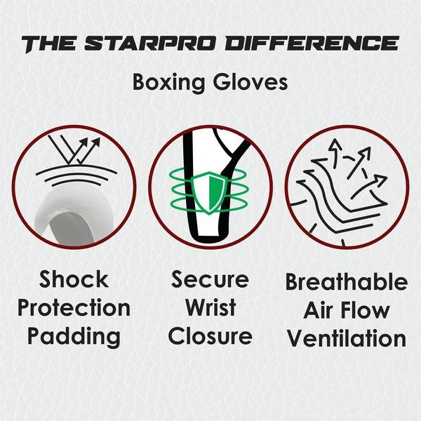 Starpro Boxing Gloves for Strong Punches & Fast KOs - Boxing Gloves Women & Men, Gents & Ladies Boxing Gloves, Womens Boxing Gloves Mens, 10oz Boxing Gloves, 12oz Boxing Gloves & More Sizes 4