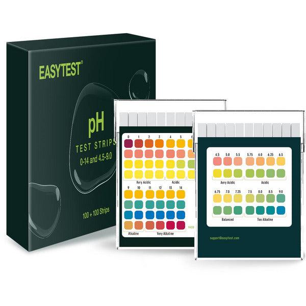 EASYTEST pH Test Strips 0-14/4.5-9.0 ,200 Strips,Accurately Monitor Tests Saliva and Urine Body pH Levels for Water with Soil Alkaline Acid Levels Testing 0