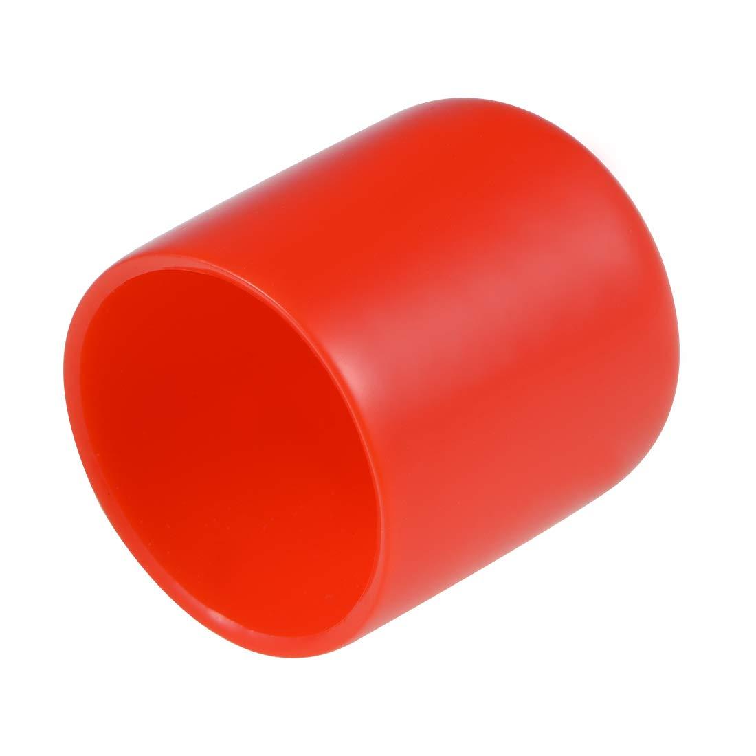 sourcing map 20pcs Rubber End Caps 27mm ID Vinyl Round End Cap Cover Screw Thread Protectors Red 3