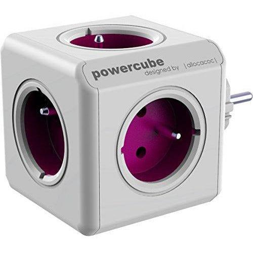 Allocacoc PowerCube ReWirable Travel PlugsÃÂ Ã¢â¬âÃÂ Multiple Travel Socket with International Adapters, 5ÃÂ Plugs 230V FR in Cube Shape (White and Purple) 0
