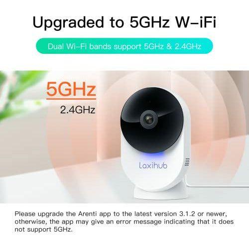 5GHz WiFi Camera Laxihub Baby Camera Monitor 1080P, Dog/Cat/Pet Camera with App AI Human Motion Detection Area Customized, Real-time 2-Way Audio Night Vision, 2.4GHz/5GHz Dural Band WiFi with SD Card 1