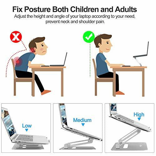 Urmust Adjustable Laptop Stand for Desk Aluminum Computer Stand for Laptop Riser Holder Notebook Stand Compatible with MacBook Air Pro Ultrabook All Laptops 11-17"(Silver) 1