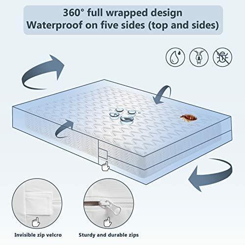 Amazon Brand -UmiÂ Waterproof Anti Bed bug Mattress Protector, Mattress Encasement Cover With Zipper, Breathable Hyporallergenic Cotton Terry - 80x200cm+16cm 2