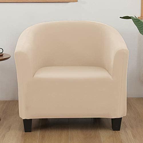 SearchI 1 Piece Tub Chair Cover Slipcover, High Stretch Smooth Armchair Sofa Cover Skid Resistance Furniture Protector Removable Washable Fabric Super Soft Couch Slipcover Beige 4