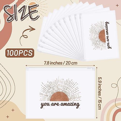 100PCS Boho Cosmetic Bag EVA Inspirational Makeup Bag Sun Shaped Makeup Bags Waterproof Travel Pouch Bag Portable Zipper You are Amazing Encouragement Birthday Gift Inspirational Gifts for Women 1