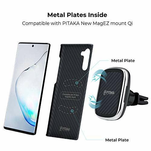 PITAKA Samsung Note 10 Case Samsung Galaxy Note 10 Phone Case Ultra Thin and Light MagEZ Case in Aramid Fiber Magnetic Design for Car Charger Rugged Hard Cover - Black/Gray 3