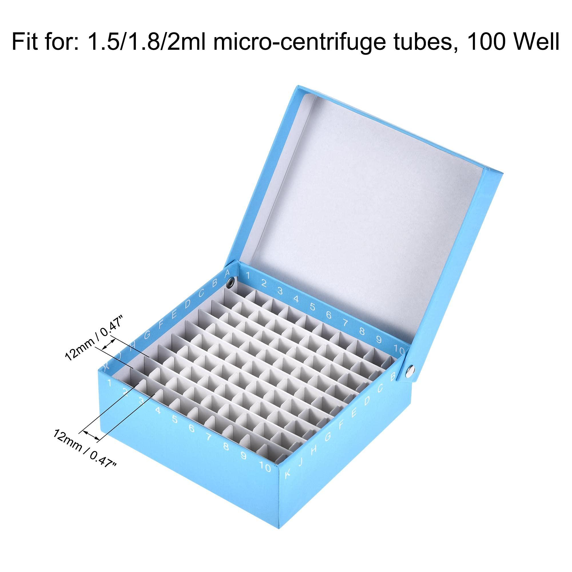 sourcing map Centrifuge Tube Freezer Storage Box 100 Places Waterproof Cardboard Cryogenic Holder Rack for 1.5/1.8/2ml Microcentrifuge Tubes Vials Samples, 6in1 Set 2