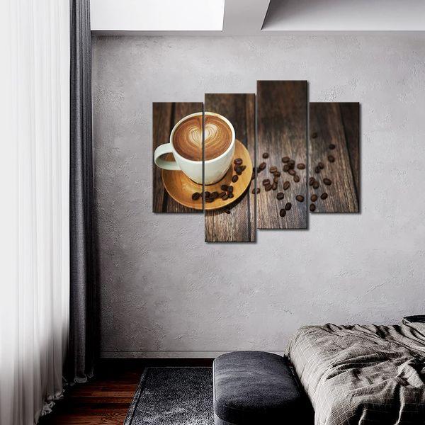 Brown Coffee With Heart Pattern In White Cup Wall Art Painting The Picture Print On Canvas Food Pictures For Home Decor Decoration Gift 1