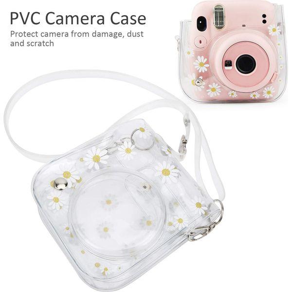 Camera Carrying Case,Small Camera Pouch,Camera Protective Case,Transparent Small Camera Bag,PVC Case Camera Bag with Shoulder Strap and Metal Adjust Buckle for Fujifilm Instax Mini 11/9/8 2