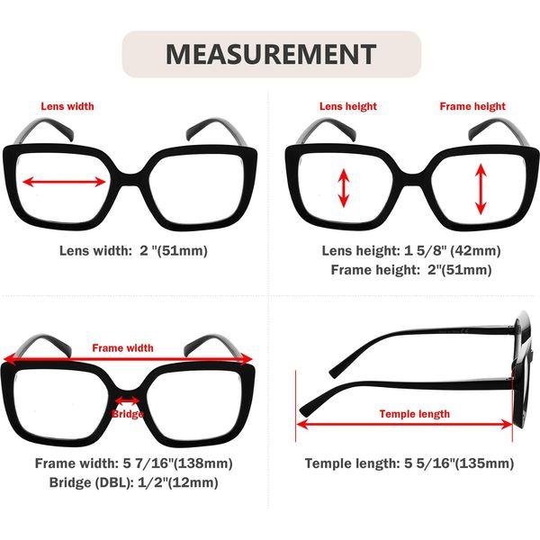Eyekepper Reading Glasses for Women Large Frame Readers Eyeglasses Oversize - Black/Tortoise +2.25 2