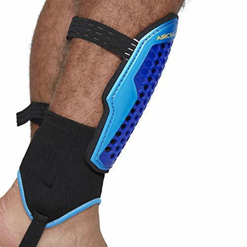 Mitre Aircell Carbon Unisex Ankle Protect Football Shinguard, Blue/Cyan/Yellow, Large 4